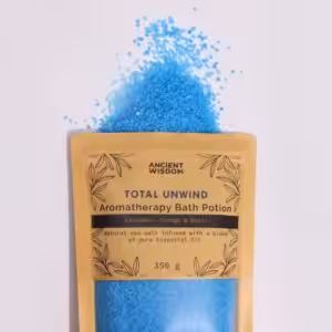 Aromatherapy Bath Potion in Kraft Bag 350g – Total Unwind | www.artisan-gifts.co.uk 1