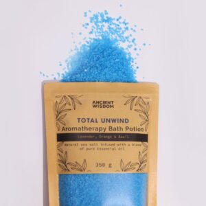 Aromatherapy Bath Potion in Kraft Bag 350g – Total Unwind | www.artisan-gifts.co.uk 1