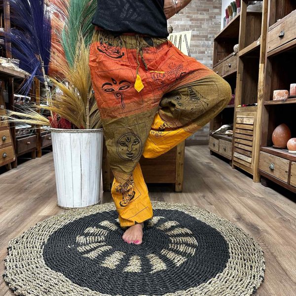 Yoga and Festival Pants - High Cross Himalayan Print on Orange - Image 2