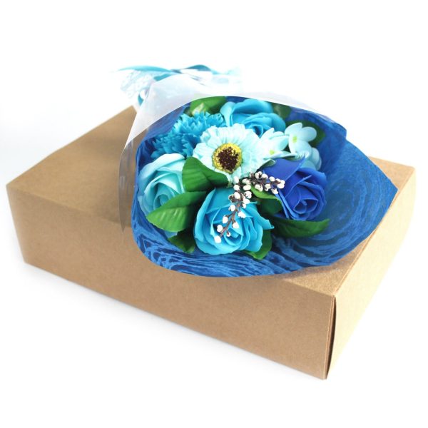 Boxed Hand Soap Flower Bouquet - Blue - Image 2