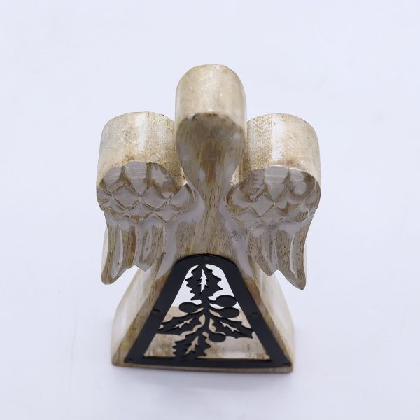 Mango Wood Angel - Whitewash with Iron Decor Cut Out - Image 4