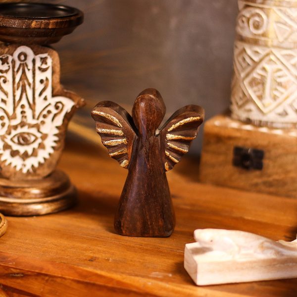 Small Mango Wood Angel - Gold Decor - Image 9