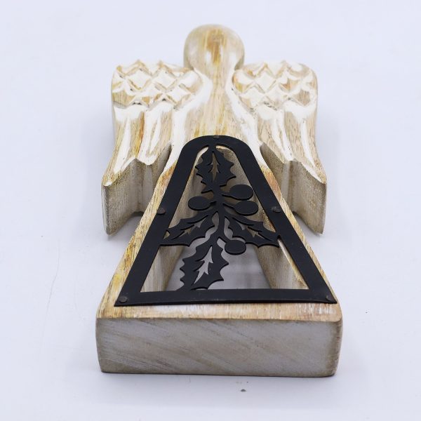 Mango Wood Angel - Whitewash with Iron Decor Cut Out - Image 5