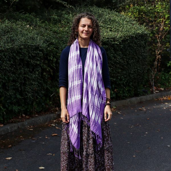 Boho Java Art Stole/Scarf - Lavender Stripes & Motiff - 62x200cm - Image 3