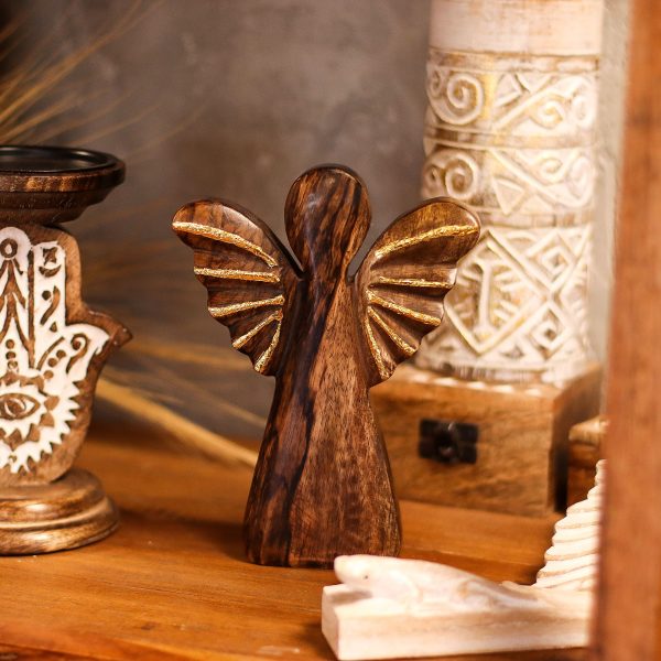 Large Mango Wood Angel - Gold Decor - Image 8