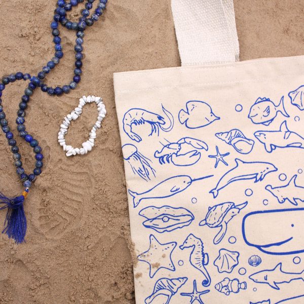 Big Cotton Shopping Bag - 38x42cm - Sea Life - 10oz - Image 6