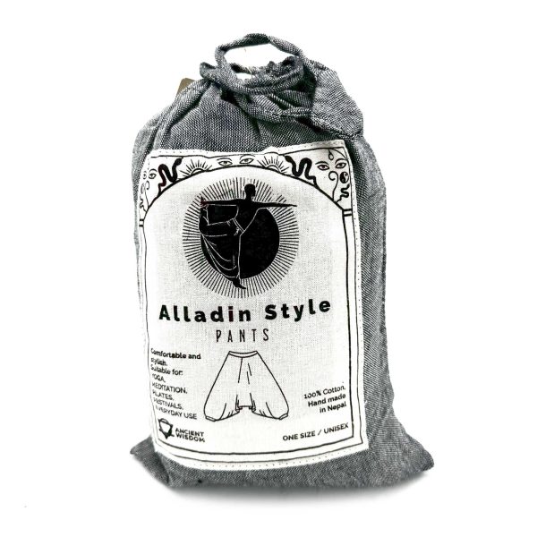 Yoga and Festival Pants - Aladdin Himalayan Print on Grey - Image 3