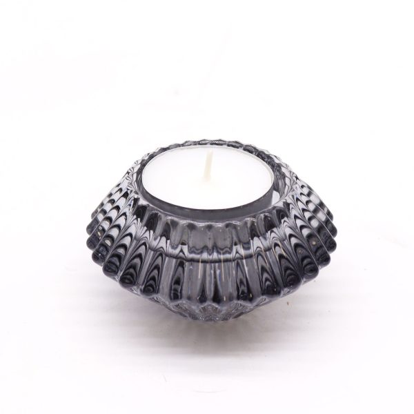 Flower Flip Dinner Candle / Tealight Holder - Midnight Grey - Image 3