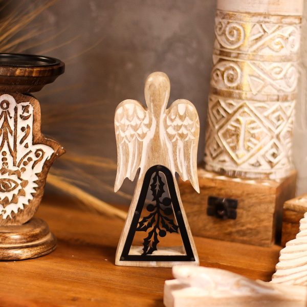 Mango Wood Angel - Whitewash with Iron Decor Cut Out - Image 8