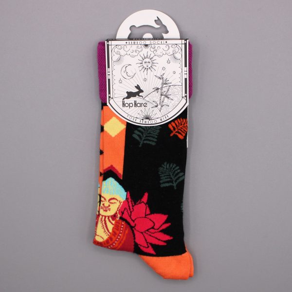 Hop Hare Bamboo Socks S/M - Pink Buddha & Lotus  - Image 3