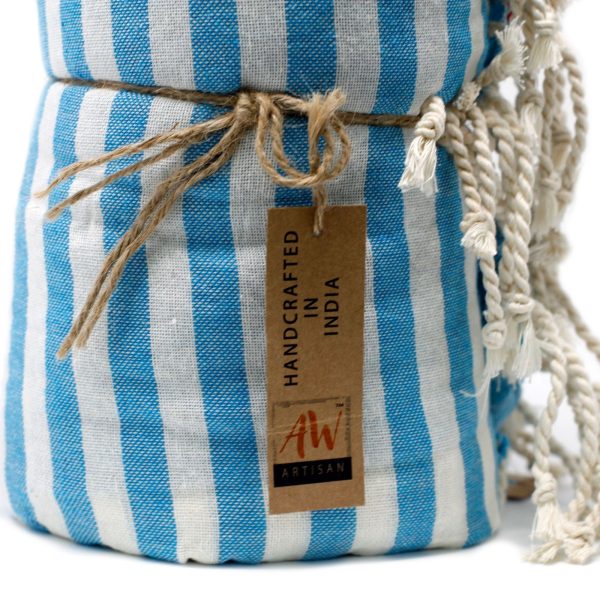 Cotton Pario Towel - 100x180 cm - Sky Blue - Image 4