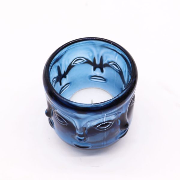 Buddha Faces Candle Jar - Royal Blue - Image 2