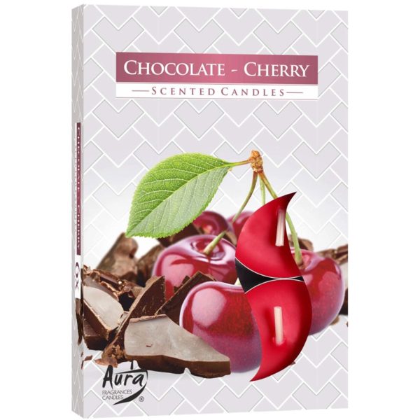 Set of 6 Scented Tealights - Chocolate & Sour Cherry - Image 2