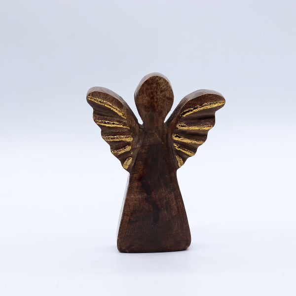 Small Mango Wood Angel - Gold Decor - Image 2