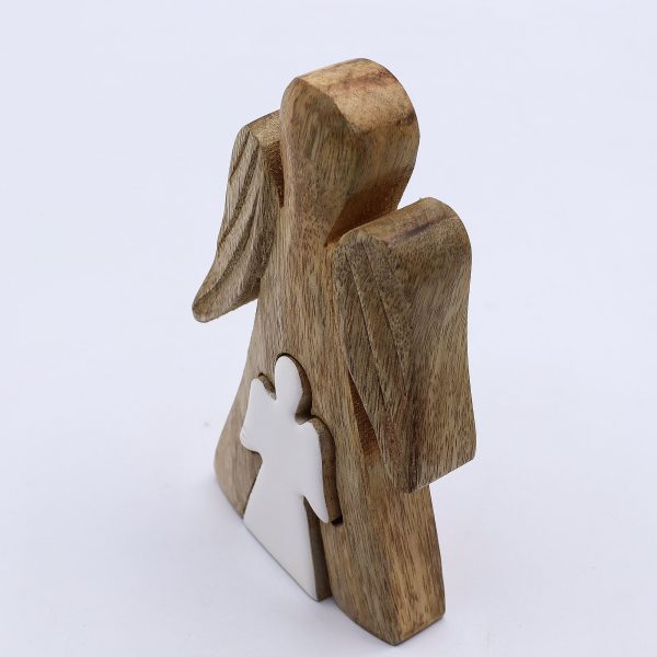Mango Wood Angel in Angel - White Enamel - Image 3