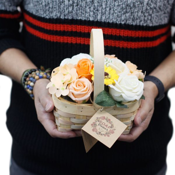 Medium Orange Bouquet in Wicker Basket - Image 2