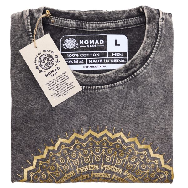 Large Stone Washed T-Shirt - Mandala - Dark Grey - Image 2