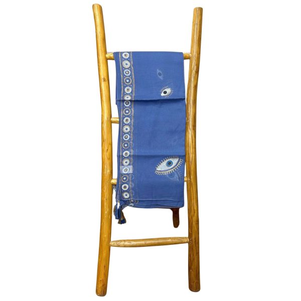 Nomad Sari On the Med Collection - Pario - Rich Blue & Gold Hand Painted Evil Eye Design - Image 3