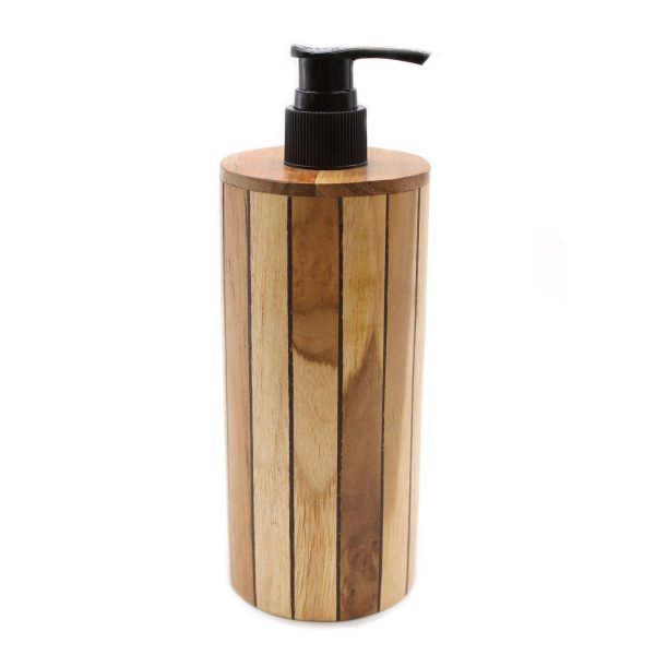 Natural Teakwood Soap Dispenser - Round - Image 3