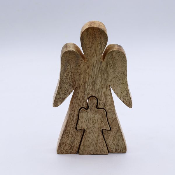 Mango Wood Angel in Angel - White Enamel - Image 4