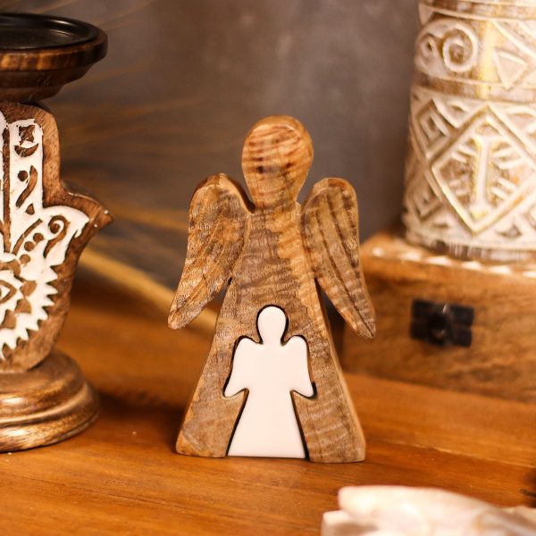 Mango Wood Angel in Angel - White Enamel - Image 8