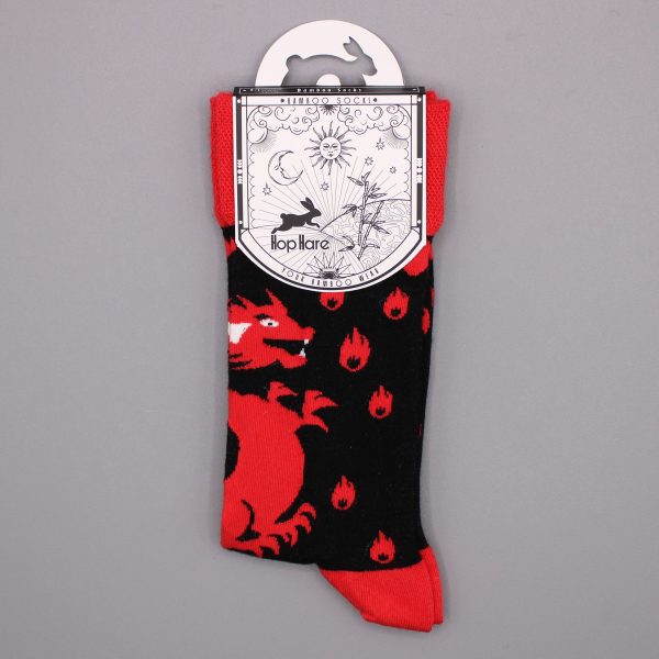 Hop Hare Bamboo Socks M/L - Red Dragons - Image 2