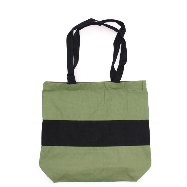 Two Tone Cotton Bag - 38x42x12cm - Green & Black - 10oz - Image 2