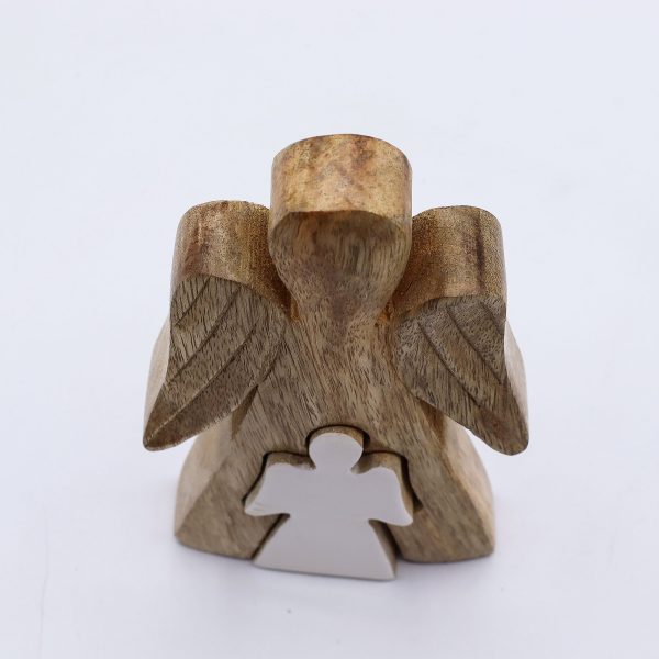 Mango Wood Angel in Angel - White Enamel - Image 5