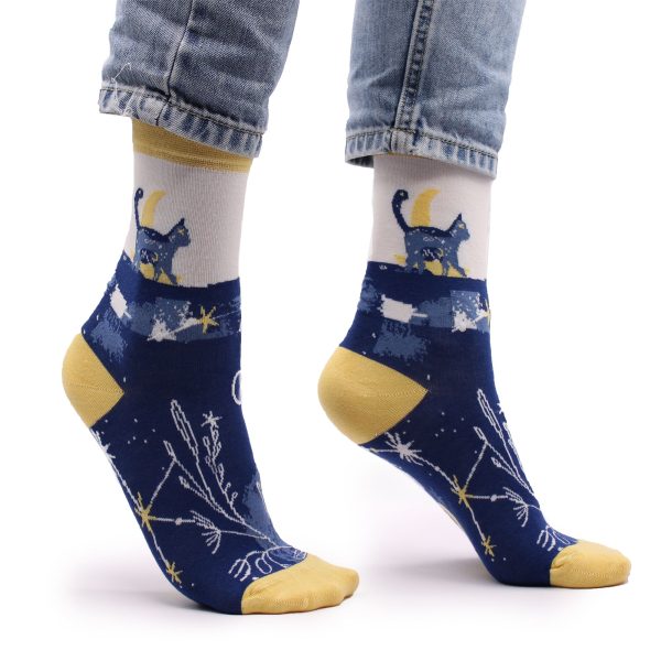 Hop Hare Bamboo Socks S/M - Midnight Cat - Image 6
