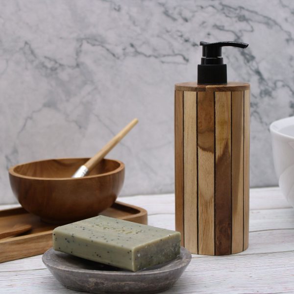 Natural Teakwood Soap Dispenser - Round - Image 5