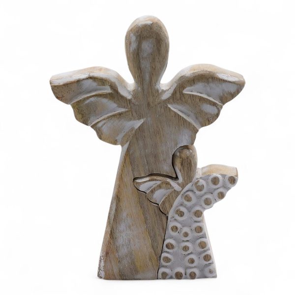 Mango Wood Angel in Angel - Whitewash - Image 2