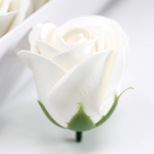 Craft Soap Flowers - Med Rose - White - Image 3