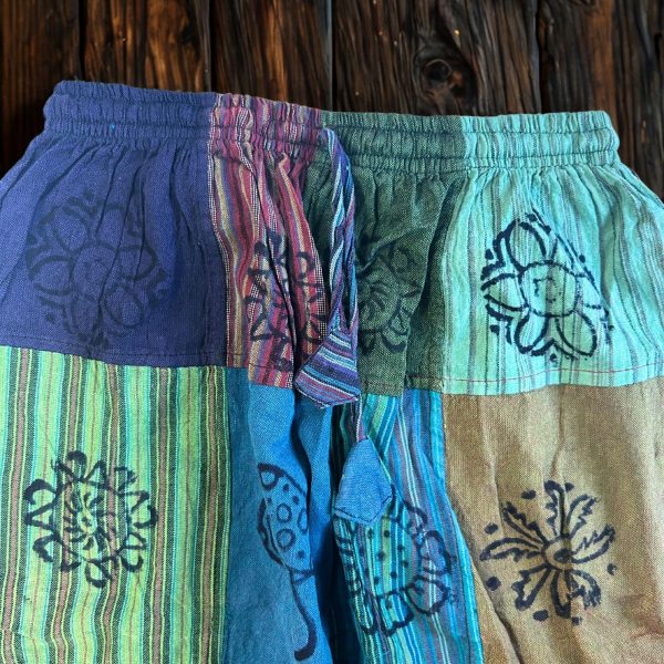 Nomad Sari - Mushroom Pants - Block Print Designs -Green Tones S/M - Image 6
