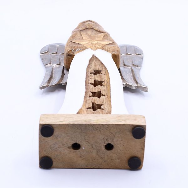 Large Mango Wood Star Angel Metal Wings & Enamel Detail - Image 6