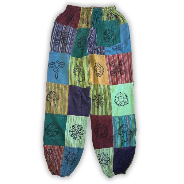 Nomad Sari - Mushroom Pants - Block Print Designs -Green Tones S/M - Image 4