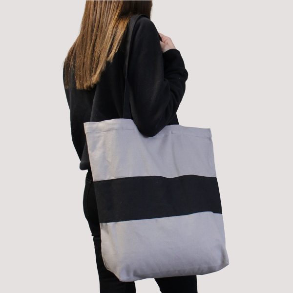 Two Tone Cotton Bag - 38x42x12cm - Green & Black - 10oz - Image 5