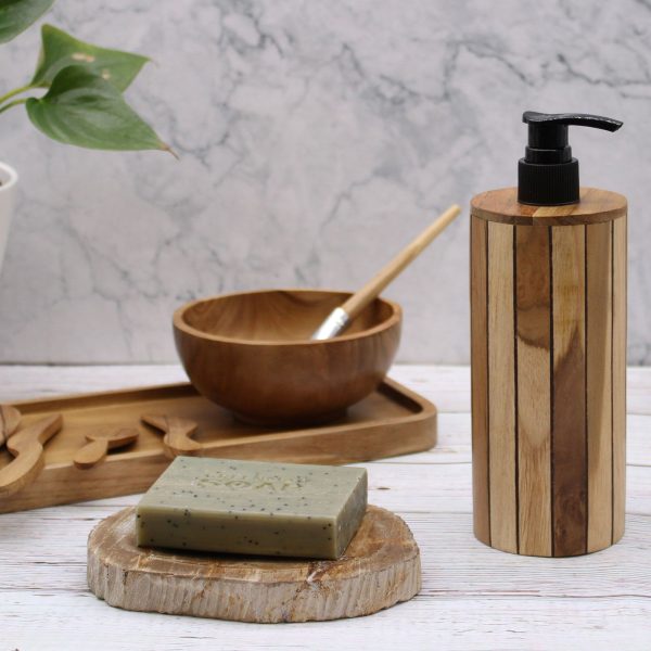 Natural Teakwood Soap Dispenser - Round - Image 7