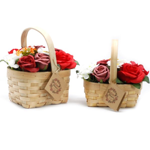 Large Red Bouquet in Wicker Basket - Image 2