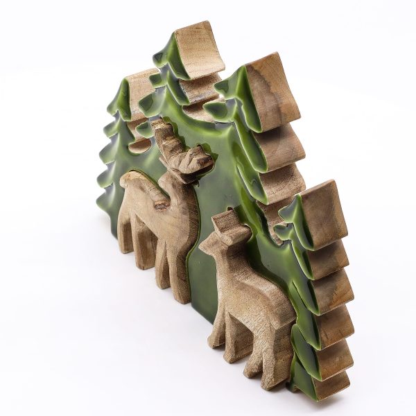 Lost in the Forrest -  Two Dear in the Forrest 3D Wooden Decoration - 18x23cm - Image 9