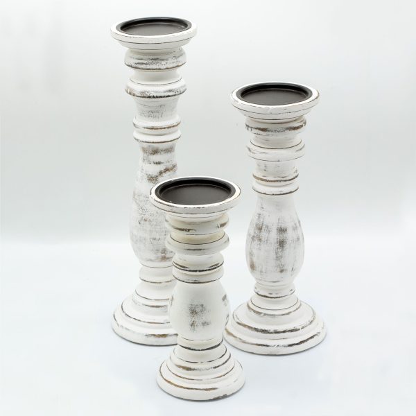Classic Candle Stand - Whitewash - Small - Image 2