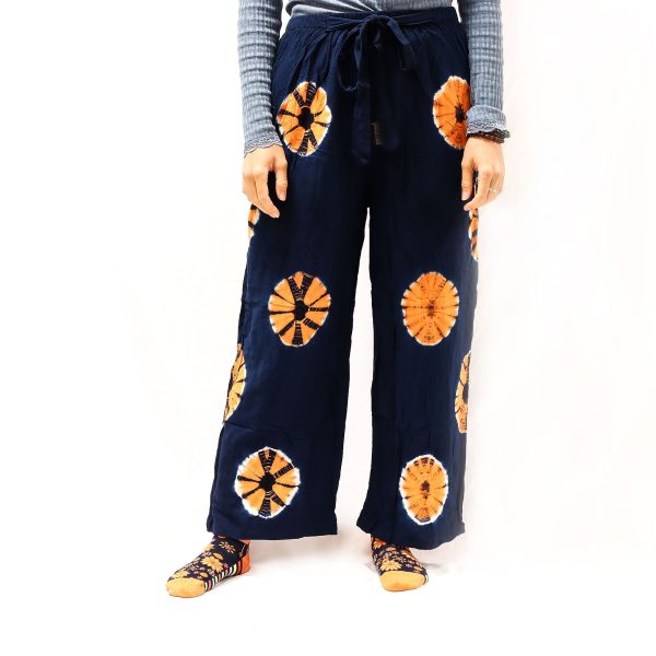 Japanese Style Lounge Pants - Med -Blue, Orange - Image 2