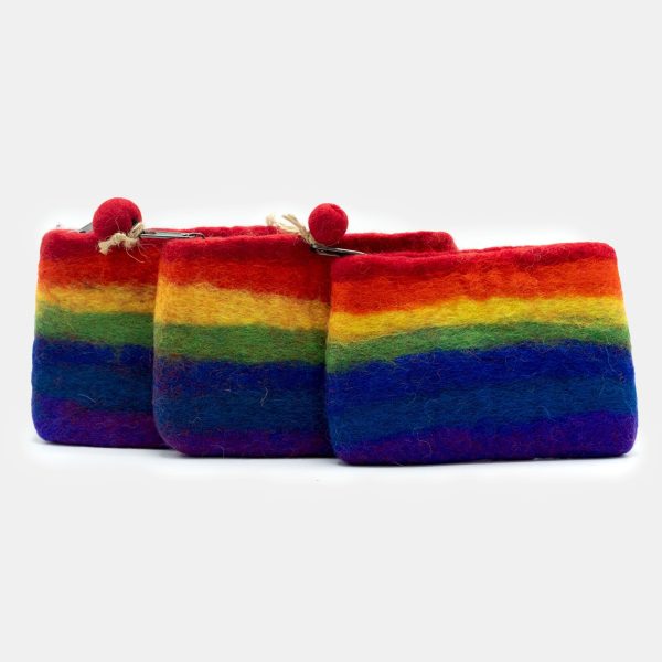 Natural Felt Zipper Pouch (asst) - Rainbow - Image 2