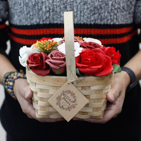 Large Pink Bouquet in Wicker Basket - Image 2