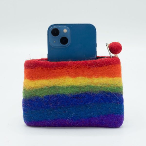 Natural Felt Zipper Pouch (asst) - Rainbow - Image 3