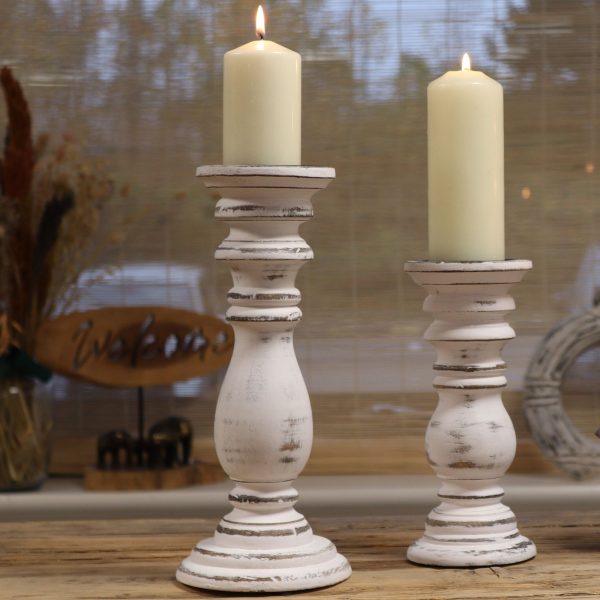Classic Candle Stand - Whitewash - Small - Image 5