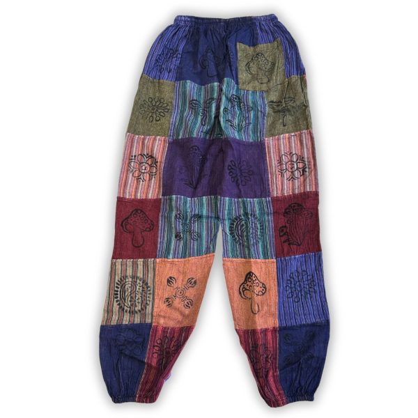 Nomad Sari - Mushroom Pants - Block Print Designs - Purple Tones S/M - Image 2