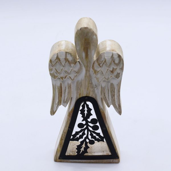 Mango Wood Angel - Whitewash with Iron Decor Cut Out - Image 6