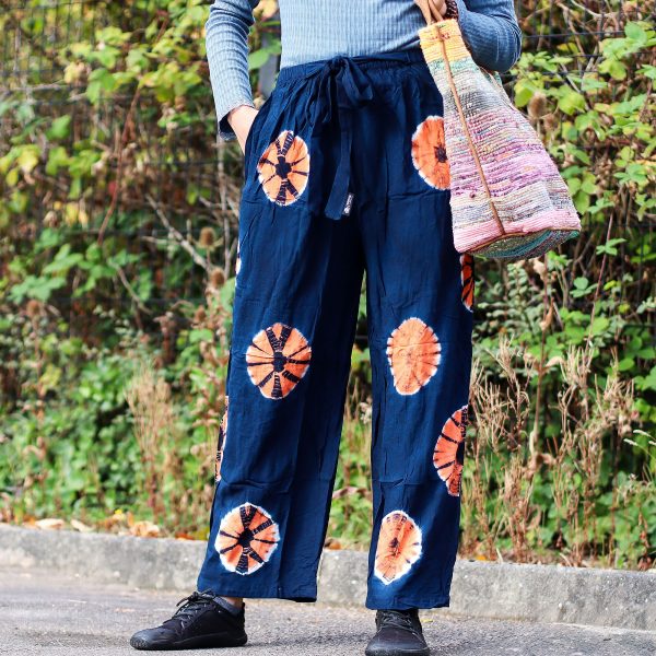 Japanese Style Lounge Pants - Large -Blue, Orange - Image 3