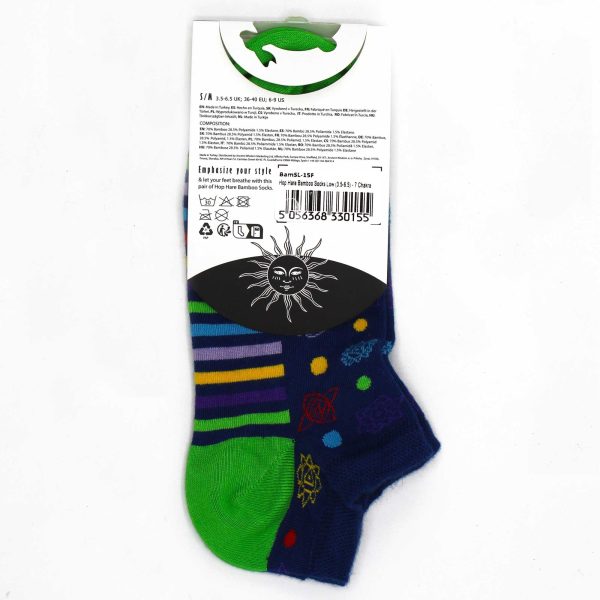 M/L Hop Hare Bamboo Socks Low (7.5-11.5) - 7 Chakra - Image 3