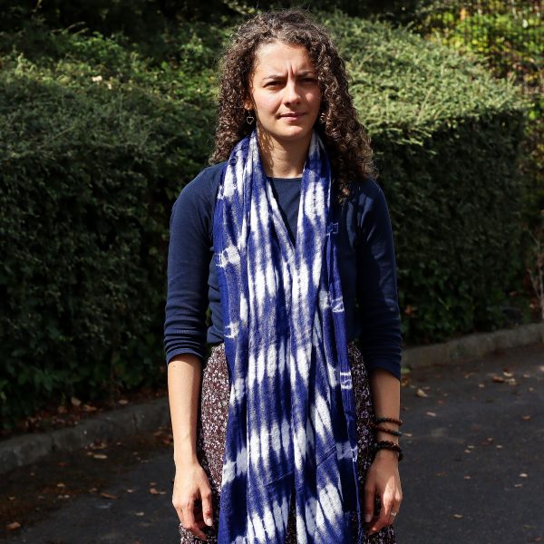 Boho Java Art Stole/Scarf - Indigo Stripes - 62x200cm - Image 4